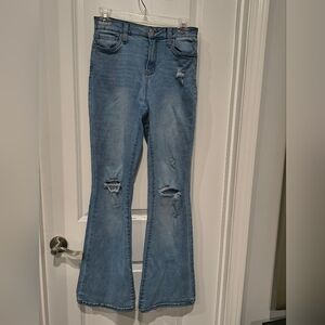 Refuge Austin Light Blue Distressed Flare Jeans Soze 3